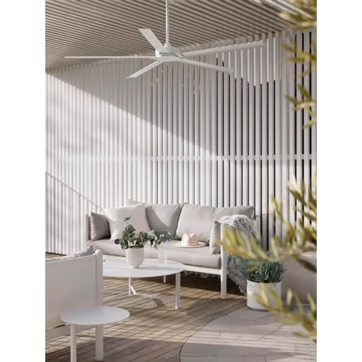 Lucci Air Monza, Outdoor Energiespar Deckenventilator mit Fernbedienung, 152 cm Durchmesser, weiß, IP55 strahlwassergeschützt – Bild 2