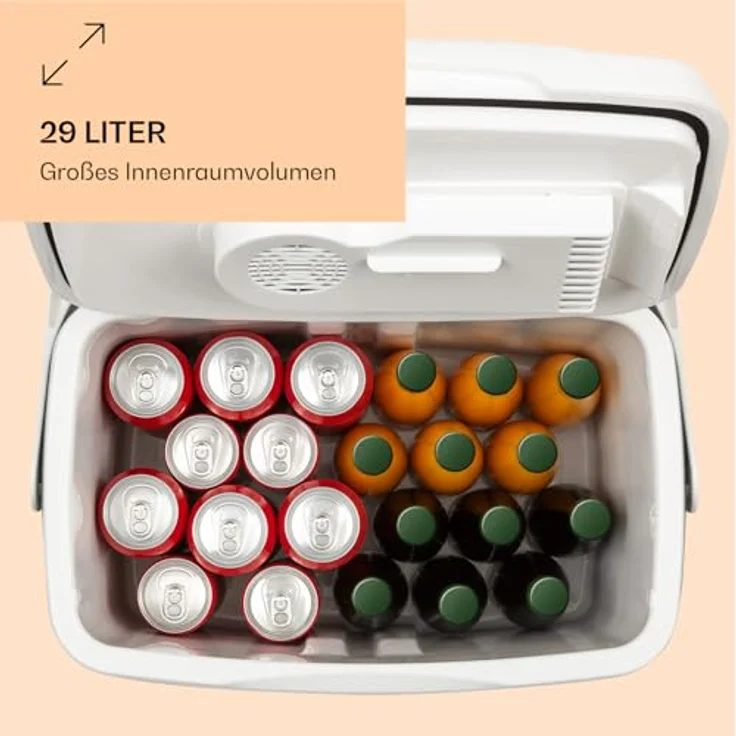 Klarstein BeerBelly 29 Thermoelektrische Kühlbox, Energieeffizienzklasse F, 29 Liter, Kühl-& Warmhaltefunktion, USB-Port, ECO-Modus, Blau – Bild 5