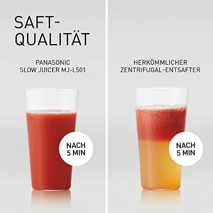 Panasonic Slow Juicer MJ-L501WXE Entsafter (Entsafter für Obst und Gemüse, Saftpresse, Edelstahl und Kunststoff, Entsafter elektrisch, 150 W, weiß) – Bild 8