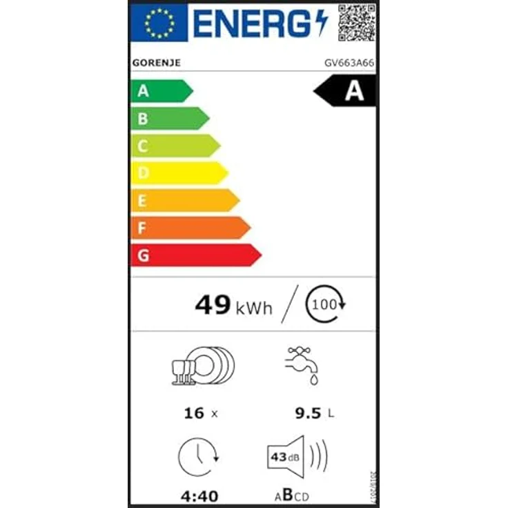 Gorenje GV663A66 Geschirrspüler, vollintegrierbar mit Nachtwäsche- & Gläserprogramm, Eco-Programm und automatischer Türöffnung, Aqua-Stop-Überlaufschutz – Bild 19