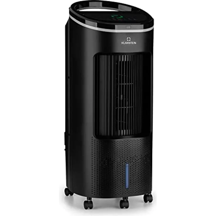 Klarstein Ventilatorkombigerät IceWind Plus Smart 4-in-1 Luftkühler, mit Wasserkühlung & Eis mobil Klimagerät ohne Abluftschlauch, WiFi-Steuerung, Ionisator, 2 Kühlakkus, Fernbedienung, 65 Watt, weiß