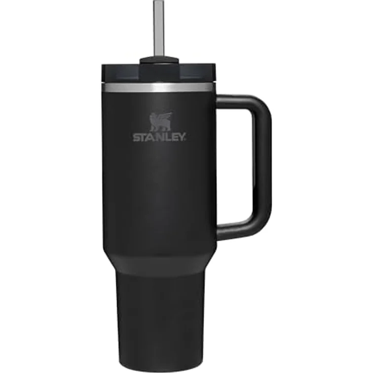 Stanley Quencher H2.0 FlowState Trinkflasche mit Strohhalm 1.2L - Thermobecher Kühlt 11 Stunden - 48 Stunden Eisgekühlt - Spülmaschinenfest - Thermosflasche BPA Frei - Kaffeebecher To Go - Black – Bild 1