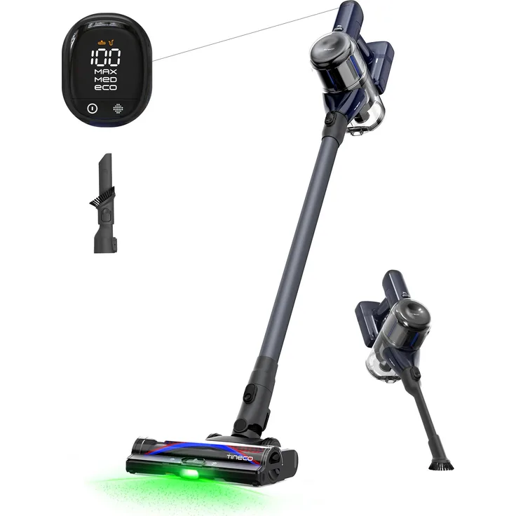 Tineco PURE ONE S50, Kabelloser Akku Staubsauger mit 150AW Saugleistung, bis zu 95 Min Laufzeit, HEPA-Filter, ZeroTangle-Bürste und LED-Beleuchtung