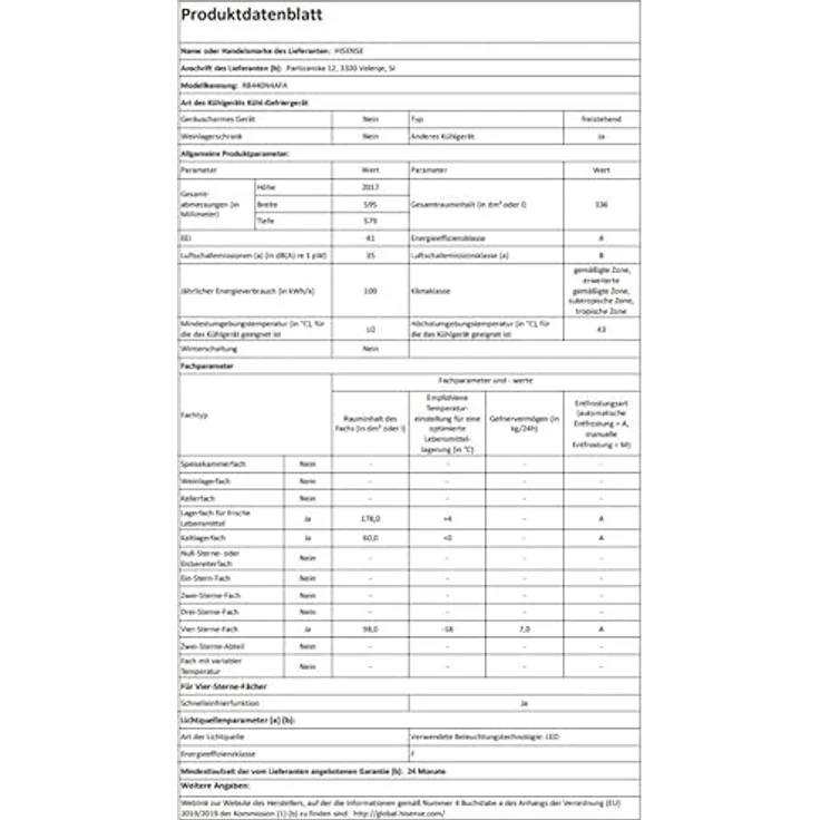 Hisense RB440N4AFA Kühl-Gefrier-Kombination/Höhe 201 cm/Kühlen 178 L/Gefrieren 98 L/LED Beleuchtung, Dark Inox – Bild 4