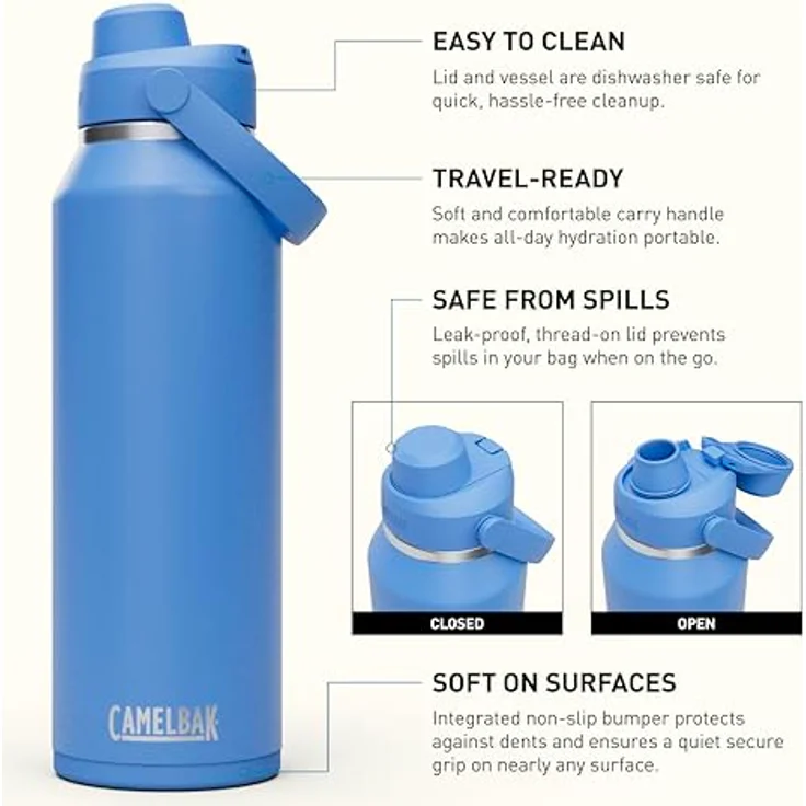 CamelBak Thrive Chug Trinkflasche, isolierter Edelstahl, 1,2 l, auslaufsicher, himmelblau – Bild 3