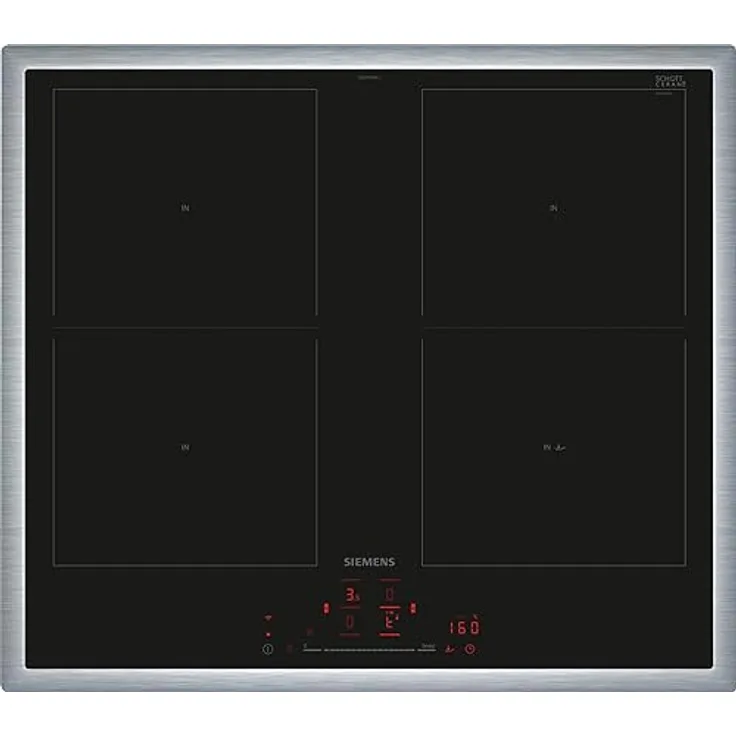 Siemens ED645HQC1E iQ500, Smartes Induktionskochfeld, 60 cm, Schwarz, Mit Rahmen aufliegend, Kombi-Induktion, TouchSlider, Bratsensor Pro – Kochen ohne Anbrenngefahr