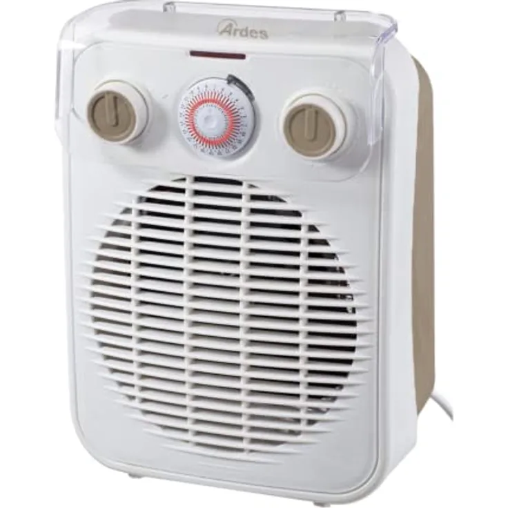 Ardes AR4F10TI Verkabelter Heizlüfter CHRONOS, 2000W mit Eco/Komfort-Modus, Raumtemperatur-Thermostat, tragbar mit 24H Timer, flüssigkeitsdicht