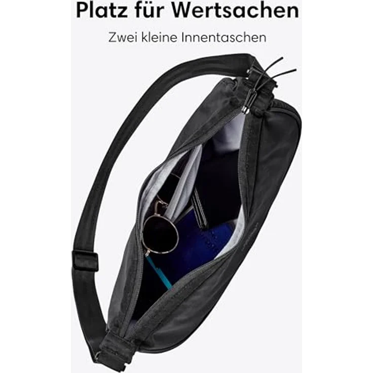 LARKSON Solveig Medium Crossbody Bag, wasserabweisende Umhängetasche im Halbmond Design für Damen und Herren, schwarz – Bild 5