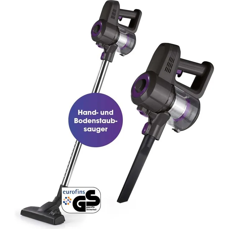 CLEANmaxx Akku-Zyklonsauger 2in1, kabelloser Hand- & Bodensauger mit 3 Düsen und regulierbarer Saugkraft