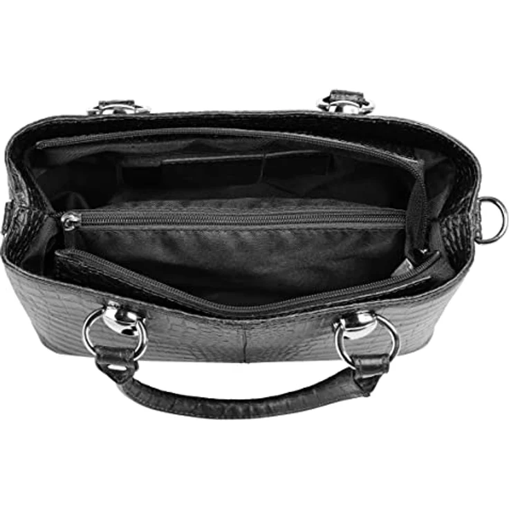 Cluty Umhängetasche, echtes Leder in Kroko-Optik, Made in Italy, 2-geteiltes Hauptfach, abnehmbarer Schultergurt – Bild 7