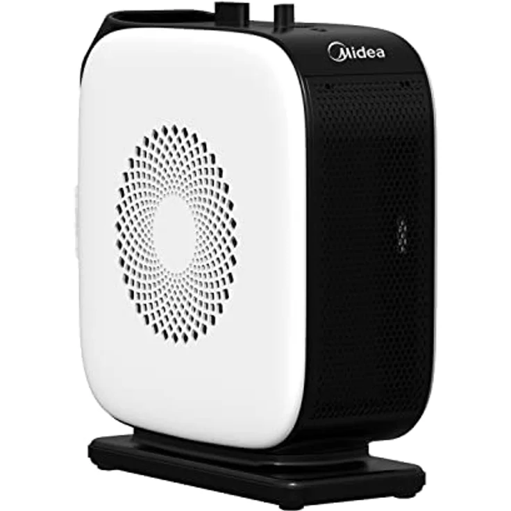 Midea Nty15-19Cae Heizlüfter, geringer Stromverbrauch, Keramik, tragbar, 1500 W, energieeffizient, mit einstellbarem Thermostat, weiß, schwarz, 25,8 x 10,3 x 28,5 cm; 3 kg – Bild 1