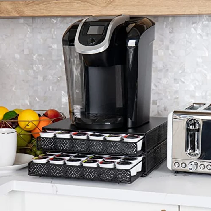 Mind Reader MTRAY-BLK Aufbewahrungsbox für Kaffeekapsel, Metallnetz, Schwarz Quadrat, 72 Kapazität 72 Capacity schwarz – Bild 2