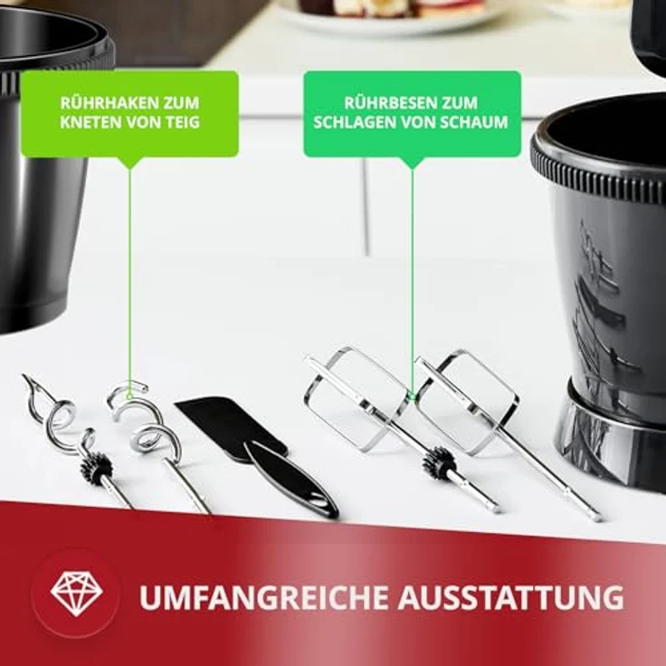 MPM Mikser ręczny MPM MMR-22Z/C z dwiema misami czarny, Handmixer, Schwarz – Bild 4