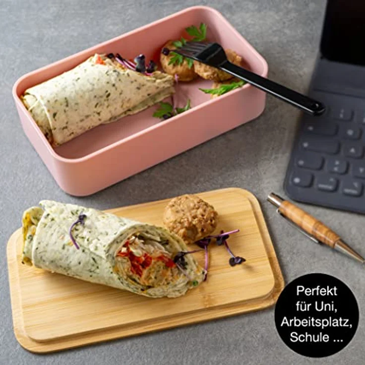 Moritz & Moritz Lunchbox Bento Box pink, Kunststoff, Bambus, Elasthan, 10-tlg Set, inkl. Besteck-Set – Bild 5