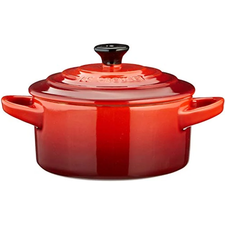 Le Creuset Mini-Cocotte- Bräter-Set, 4-teilig, Rund, Je 200 ml, 10 x 5 cm, Steinzeug, Feuer und Flamme (Gelb-Kirschrot-Ofenrot-Schwarz) – Bild 5