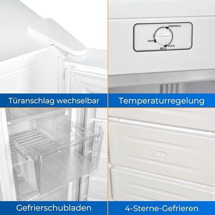 Exquisit Gefrierschrank GS5230-H-040D weiss | Tiefkühlschrank Groß 168 L Volumen | 4* Gefrieren | Türanschlag wechselbar | Gefrierschrank Gross 55cm Breite – Bild 3
