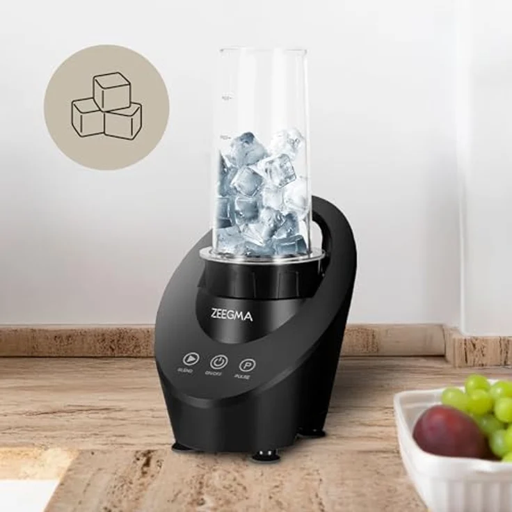 Zeegma VITAMINE FERRO Elektrischer Mixer für Cocktails und Smoothies, Magnetantriebstechnologie, 200 W, Persönlicher Mixer, Mini-Mixer, 2 austauschbare Flaschen 300 ml, 2 Geschwindigkeiten, Weiß – Bild 5