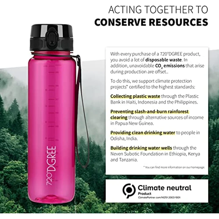 720 DGREE Trinkflasche Wasserflasche Fruchteinsatz 1Liter - BPA Frei uberBottle fuchsia pink transp – Bild 4