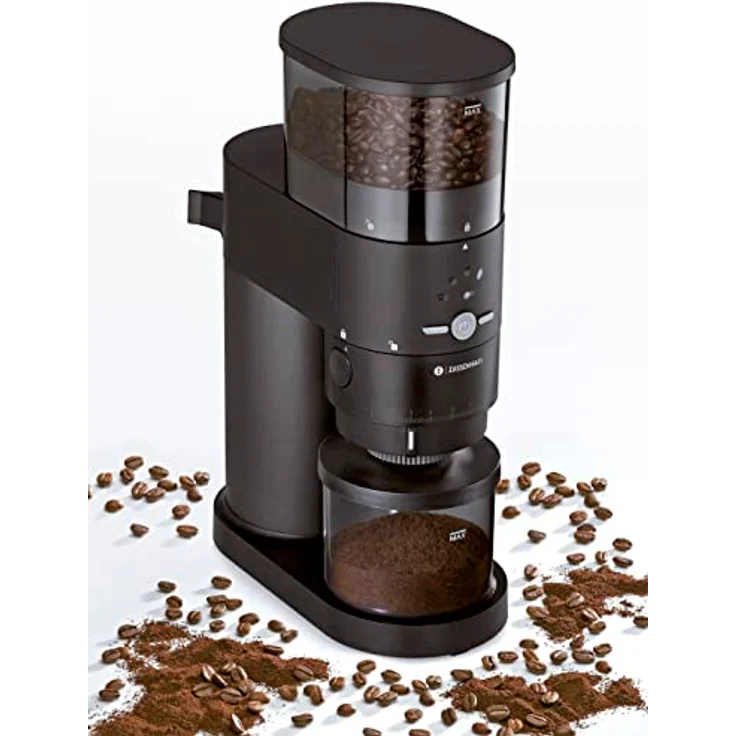 Zassenhaus EXPERT Elektrische Kaffeemühle mit Kegelmahlwerk aus gehärtetem Stahl | schwarz | Mahlgrad in 10 Stufen | Aromaschutzdeckel und Auffangbehälter | geräuscharme Kaffeemühle elektrisch – Bild 2