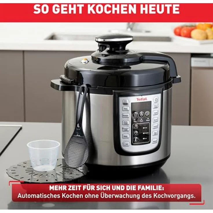 Tefal Multikocher CY505E Fast & Delicious, elektr. Schnellkochtopf mit 1200 W, 6 l Kapazität, 25 Programme, inkl. Rezeptheft – Bild 9