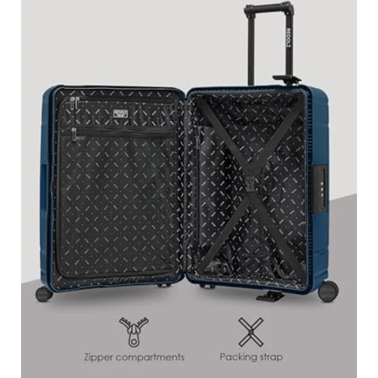 REDOLZ Hartschalen Koffer-Set 3-teilig, 3-Punkt-Verschluss-System, hochwertiges Polypropylen, 4 Doppelrollen, TSA-Schloss, Kabinen-Trolley, handgepäcktauglich (Essentials 15) – Bild 3