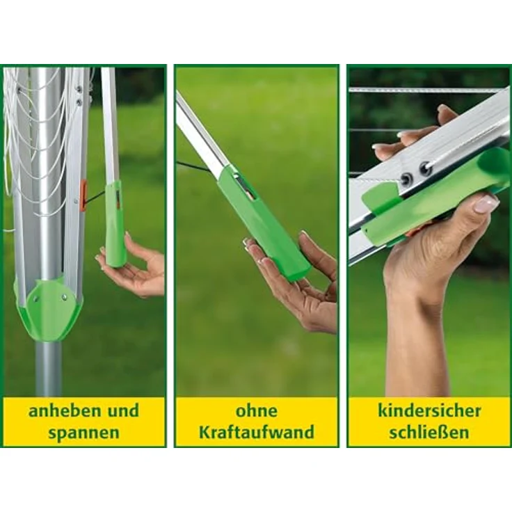 Juwel Wäschespinne Novaplus 600 Lift (Ein-Hand-Spannautomatik, Höhenverstellung, mit Eindrehbodenhülse, 51 m Wäscheleine, eingebaute Schutzhülle) 30091 – Bild 2