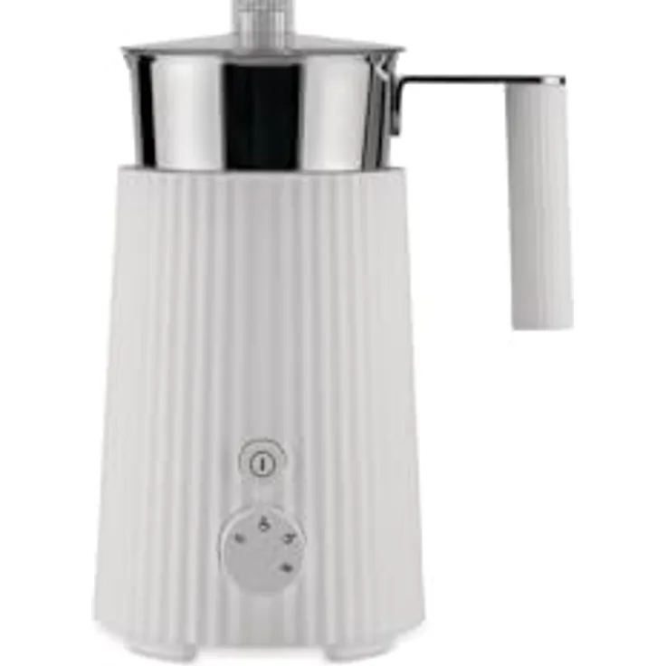 Alessi Plissé MDL13 W - Multifunktions-Induktions-Milchaufschäumer, aus Thermoplastischem Harz, Kanne aus Edelstahl 18/10, Europäischer Stecker 600 W, 35 cl, Weiß