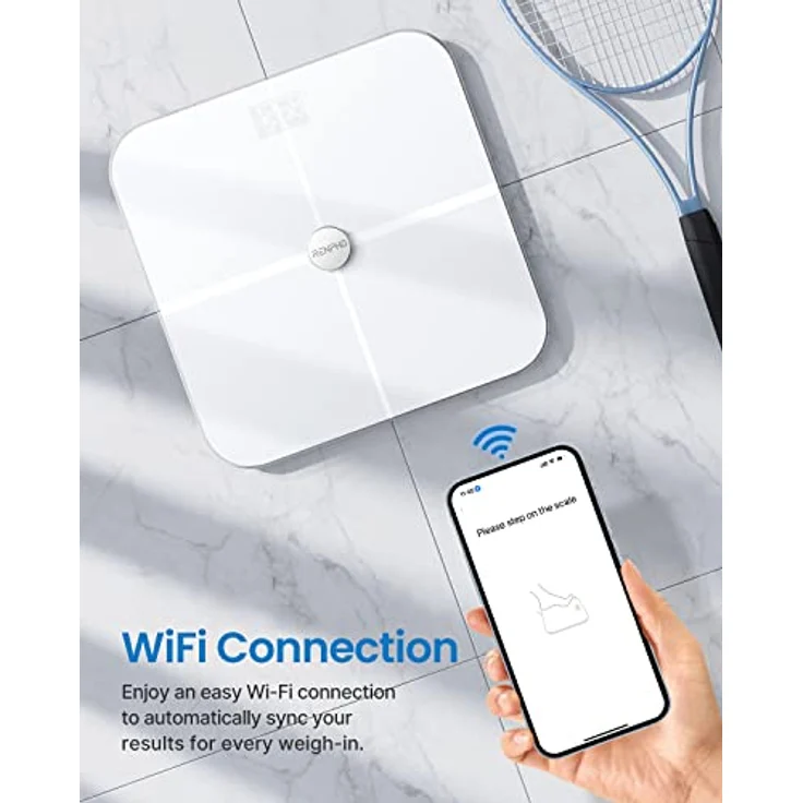 RENPHO WLAN-Smart-Waage mit Körperfettwaage, Bluetooth Personenwaage, Messung von Körperfett, Muskelmasse, BMI, Wasseranteil und 13 Körperwerte, App-Sync via Bluetooth oder WLAN – Bild 2