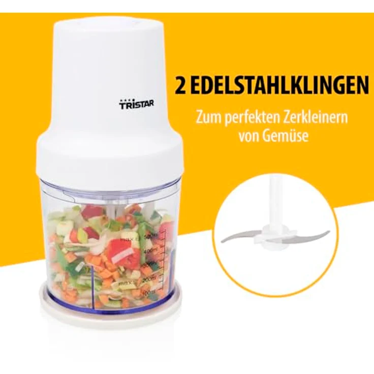 Tristar BL-4023, 0,5 l Standmixer mit 400 W Motor, Edelstahlklingen und Ein-Tasten-Bedienung, weiß – Bild 3