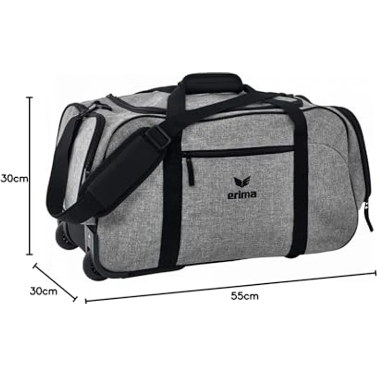 ERIMA Travel Line Koffer, 55 cm, 50 Liter, Grau Melange/Schwarz – Bild 3