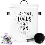 Sendez Waschpulverdose 6L Metalldose mit Deckel und Schaufel Waschmittelbox Waschmitteldose Aufbewahrungsbox Weiß