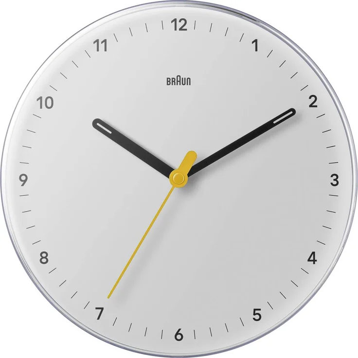 Braun 67683 Quarz Wanduhr, 230mm, aktivweiß (matt), geräuschloses Leisegang-Uhrwerk