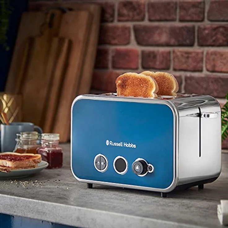 Russell Hobbs Toaster [für 2 Scheiben] Distinctions Edelstahl Ocean Blue (extra breite Toastschlitze,inkl.Brötchenaufsatz,6 Bräunungsstufen+Auftau-&Aufwärmfunktion, Lift&Look-Funktion, 1600W)26431-56 – Bild 3