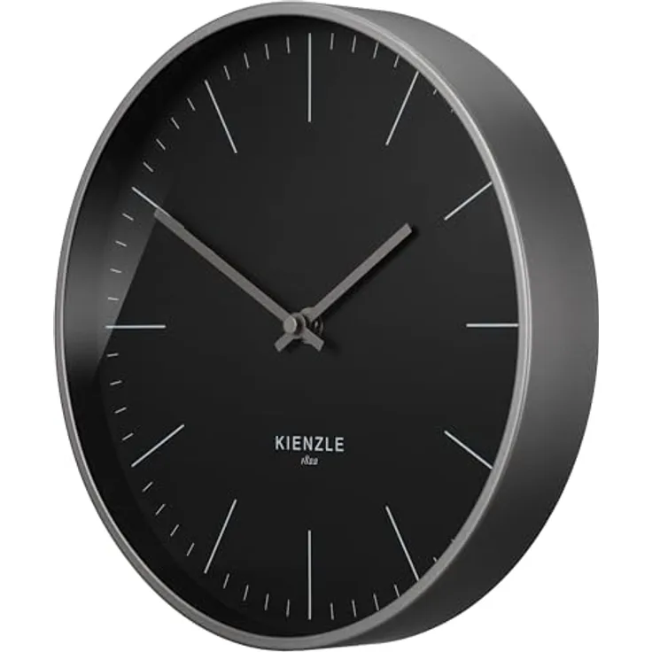 Kienzle Funkwanduhr Modern, Wanduhren im minimalistischen Design, Anthrazit, Ø 25 cm, geräuschlos, automatisches DCF-Signal