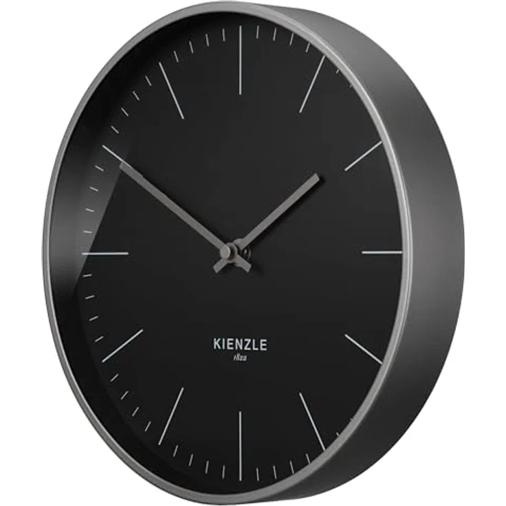 Kienzle Funkwanduhr Modern, Wanduhren im minimalistischen Design, Anthrazit, Ø 25 cm, geräuschlos, automatisches DCF-Signal – Bild 1