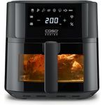 Caso AirFry 6.0 Heißluftfritteuse, 6-Liter-Frittierkorb, fettfreie Zubereitung, Edelstahl [Silber]