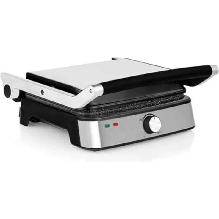 Zeegma GRILL CHEF EASY 2-in-1 Elektrogrill und Panini-Toaster, 2000 W Leistung, Antihaft-Keramikplatte, einstellbare Temperatur, Neigungswinkel, spülmaschinenfest