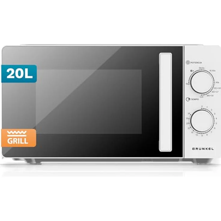 Grunkel MWG-20GRILL, Grill-Mikrowelle mit 20 l Kapazität und 700 W Leistung, Weiß/Schwarz – Bild 1