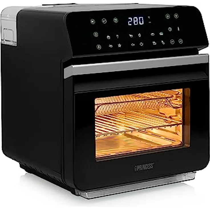 Princess Mini-Backofen Airfryer und digitaler Dampfgarer 182085 3-in-1-10 l – 900 g Pommes Frites – Dampfreinigungsfunktion