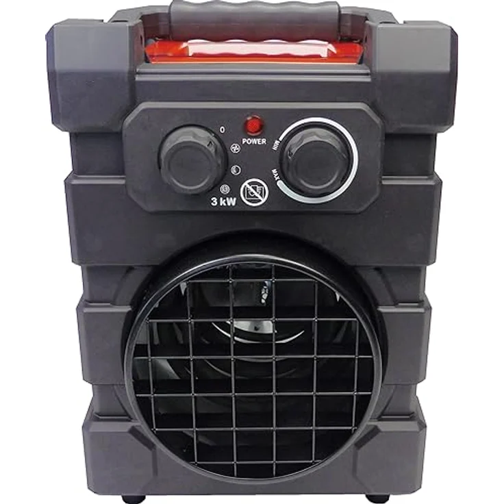 Aktobis Professioneller Elektroheizer Baustellenheizer WDH-BGP03Pro mit Spritzwasserschutz (3 kW / 230 V / IP24) – Bild 2