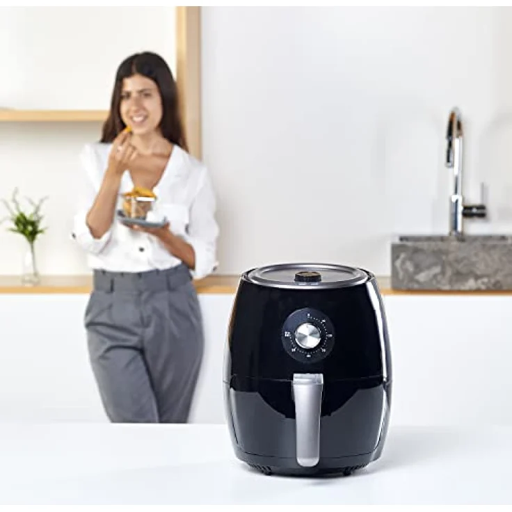Black + Decker BXAF2500E Heißluftfritteuse, ohne Öl, Standgerät, 1500 Watt, 2,5 Liter, Temperaturbereich bis 200 °C, Timer, schwarz – Bild 11