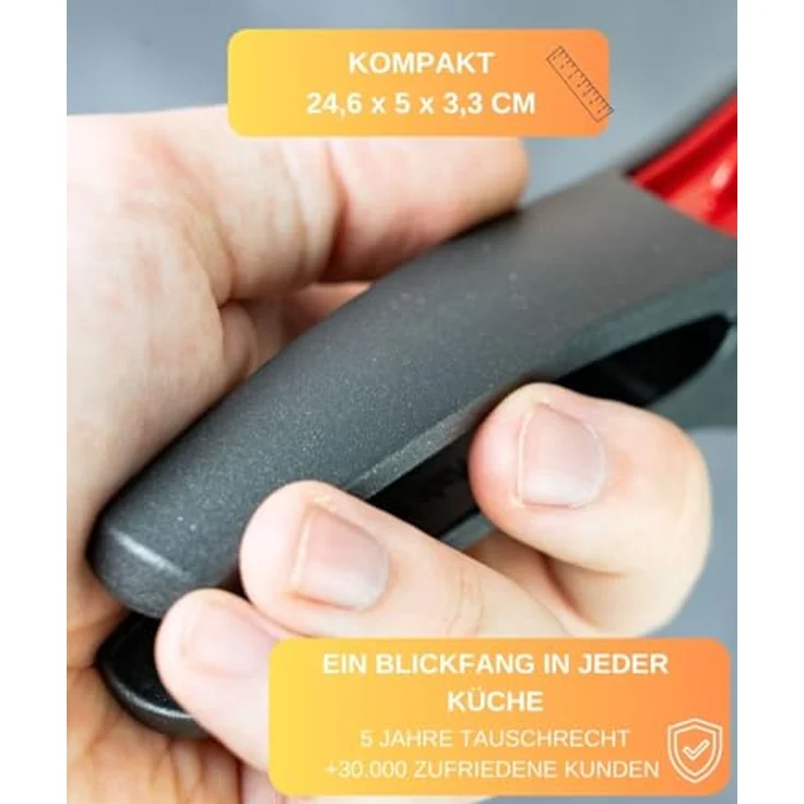 Thiru Knoblauchpresse (Basic - feines Knoblauchhack) - inkl. Reinigungsstempel - Kein Schälen notwendig - Ideal für Ingwer, Knoblauch, Zwiebeln & Kapern - inkl. E-Book 25 Rezepten - Made in Germany – Bild 5
