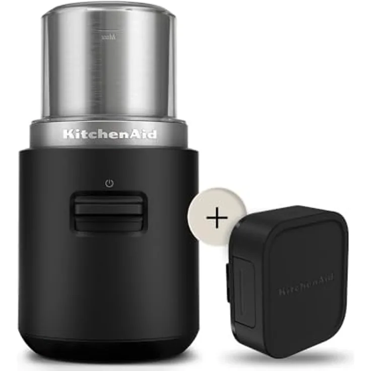 KitchenAid Kaffeemühle | KitchenAid Go | Kabellose Kaffeemühle mit Akku für frisch gemahlenen Kaffee für unterwegs | 113 g-Mahlbehälter | Schwarz