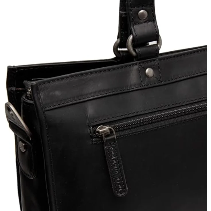 The Chesterfield Brand Manly Schultertasche, 100% Leder mit Laptopfach, schwarz, 40 cm x 11 cm x 30 cm – Bild 6