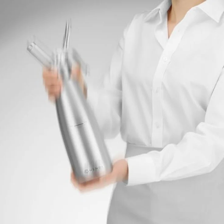 HENDI Sahnespender, Inklusive Set aus 3 Edelstahl Spritztüllen und Reinigungsbürste, Sahne-Mousses-Desserts-kalten Schäumen-Saucen, 1L, ø98x(H)330mm, Edelstahl, Silber – Bild 4