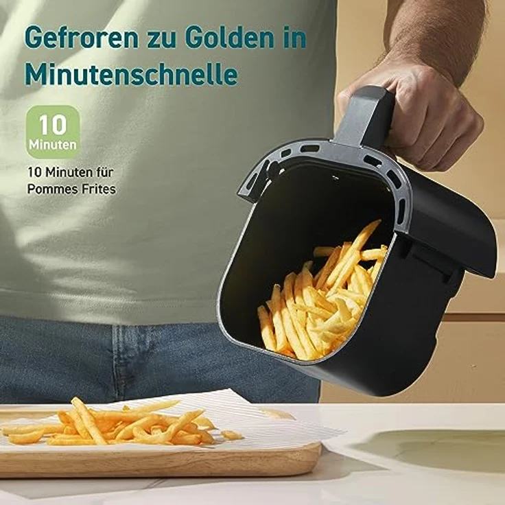 COSORI Heißluftfritteuse 2L, 4-in-1 Mini Airfryer, 30 Online Rezepte, 75-205℃, Energiesparend, Kompakt, Heissluftfriteuse klein ohne Öl, Spülmaschinenfest, 900W, Schwarz – Bild 4