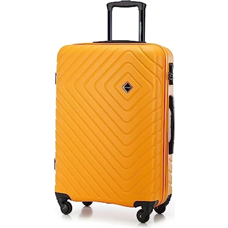 WITTCHEN Cube line Mittelgroßer Koffer ABS Mit Geometrischer Prägung 4 Lenkrollen Teleskopgriff Kombinationsschloss Größe M Orange – Bild 2