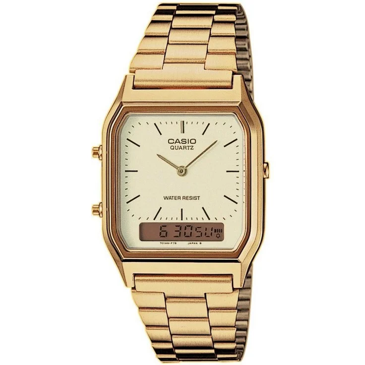 CASIO VINTAGE Chronograph AQ-230GA-9DMQYES, Quarzuhr, digital, retro, Stoppfunktion, gold – Bild 1