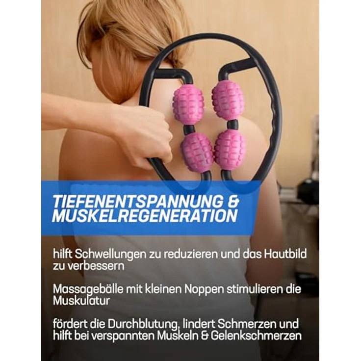 JELEX Massageroller JELEX Massage 4 Rad Massage-Doppelroller, 4 Rollen mit insgesamt 200 Massageknötchen, Polypropylen, fördert Durchblutung und reduziert Schwellungen – Bild 4