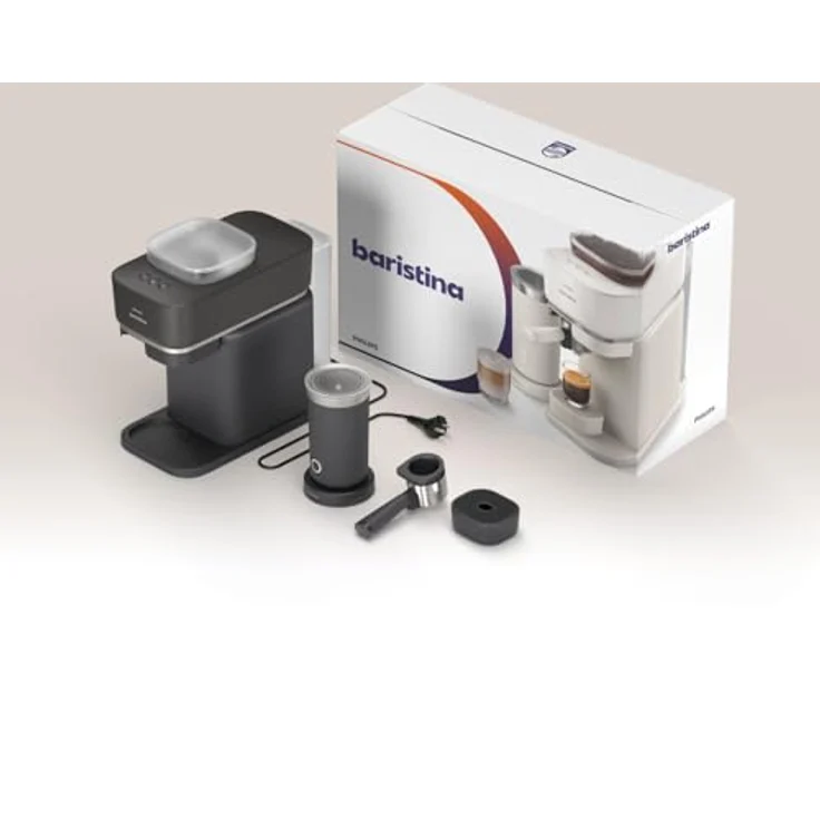 PHILIPS baristina Espressomaschine BAR303/60 mit Mahlwerk für ganze Bohnen, Milchaufschäumer inkl., 16 bar Pumpendruck, Schwarzgrau – Bild 4